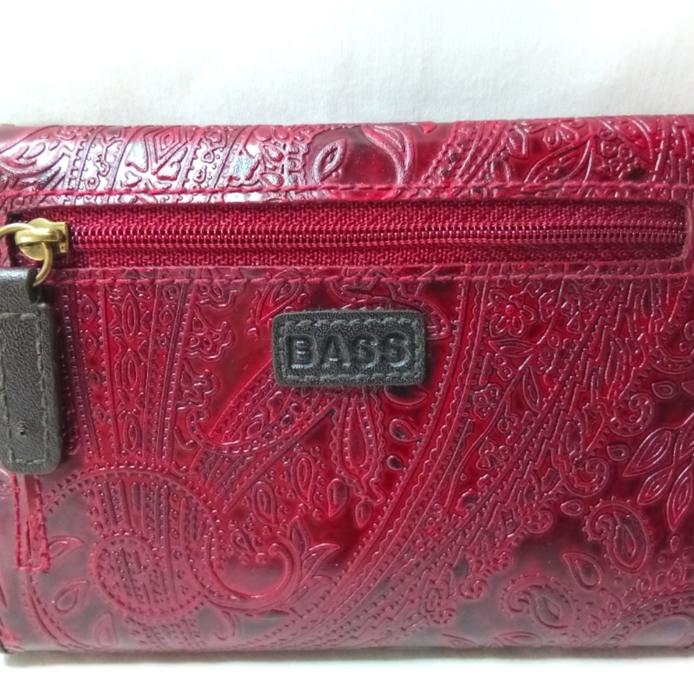 Bass Faux Leather Burgundy Embossed Wallet